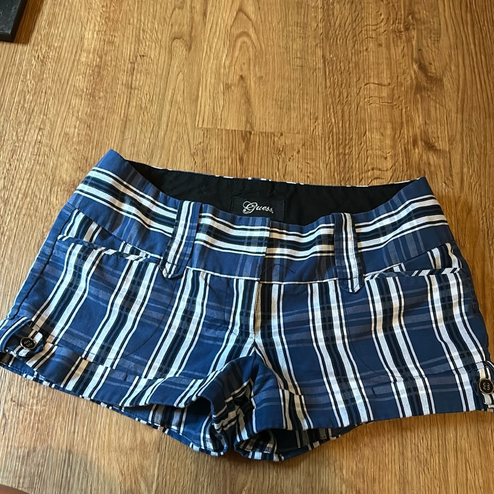 Blue Plaid Guess Shorts